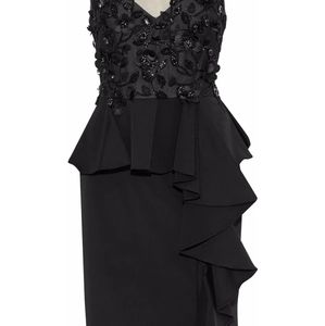Marchesa Notte Embellished Peplum Cocktail Dress